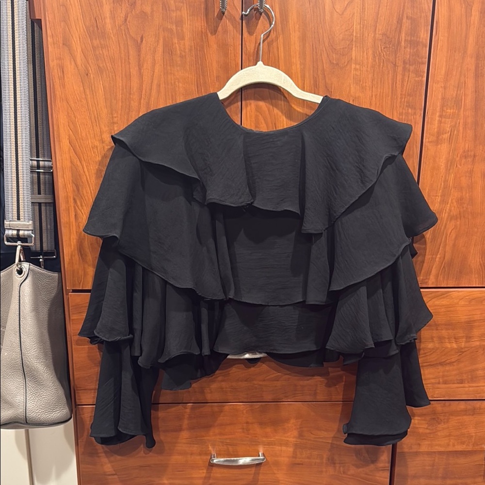 Black Ruffled Layered Top